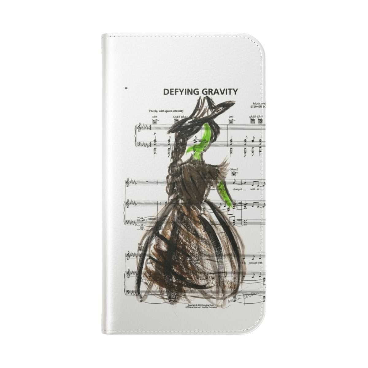 Watercolor-style Elphaba 'Defying Gravity' flip phone case - Folded Back