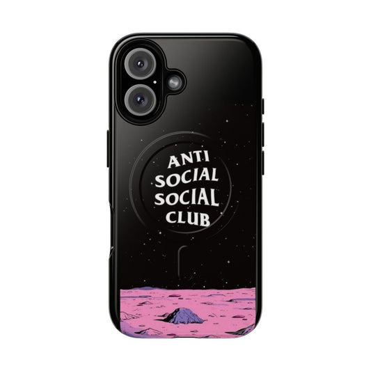 Magnetic phone case with anti-social club inspired design