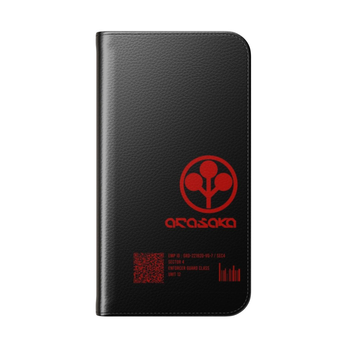 Cyberpunk-inspired minimalist phone cover in black and red color - Folded Back