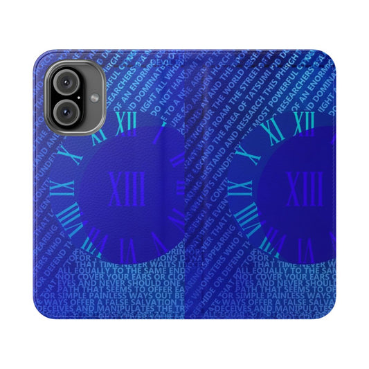 Persona 3 inspired flip cover phone case with a moon clock design