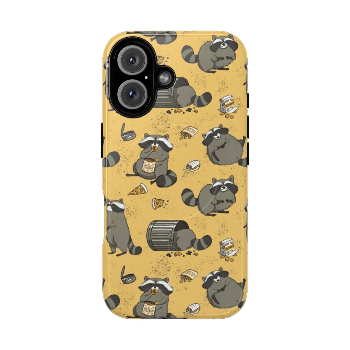 Illustration of chubby, cute raccoons on a durable phone case