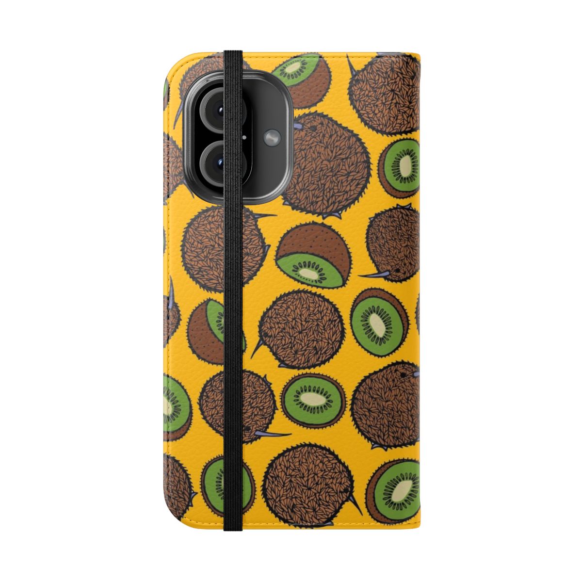 Tropical kiwi print phone case with cute fruit design - Folded Front