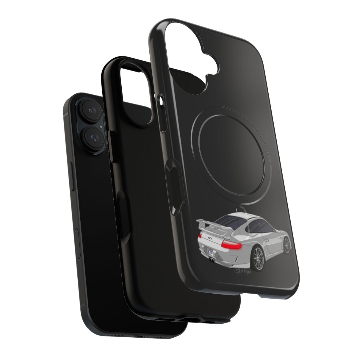 Porsche GT3-inspired magnetic tough phone case with custom automotive art design - Layers