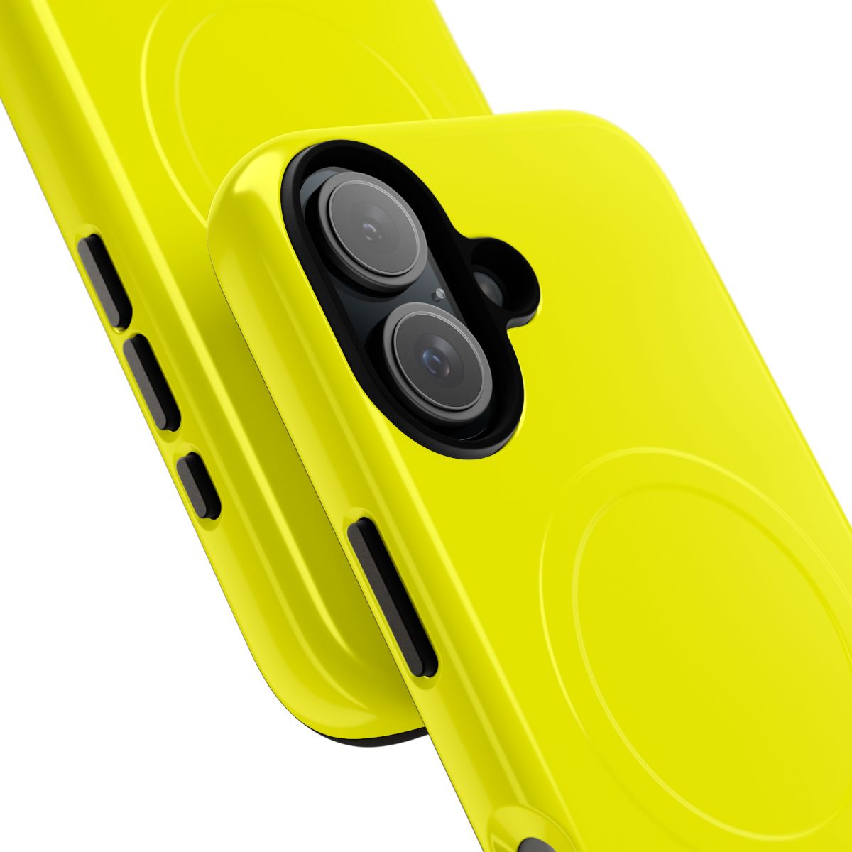 Neon yellow phone case with minimalist solid design - Detail