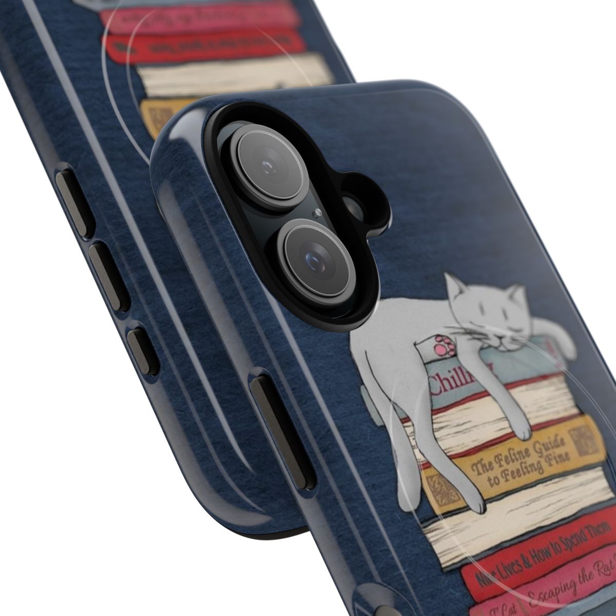 Magnetic tough phone case with a cute cat sleeping design - Detail