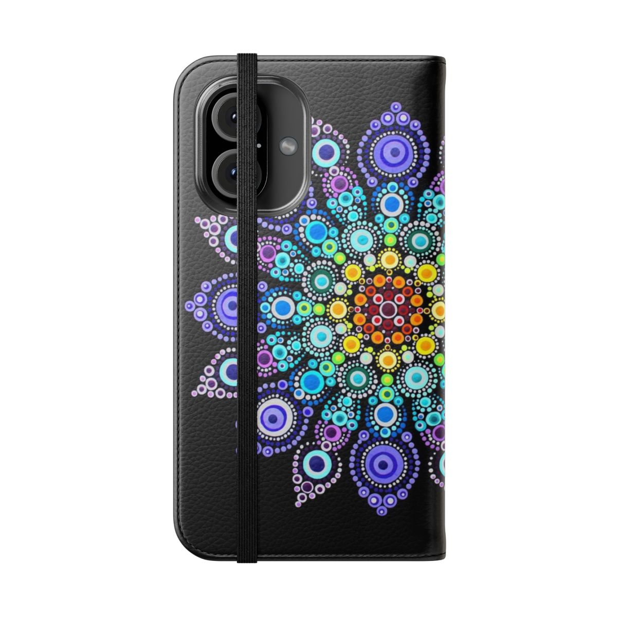 Colorful rainbow mandala design on a phone case - Folded Front