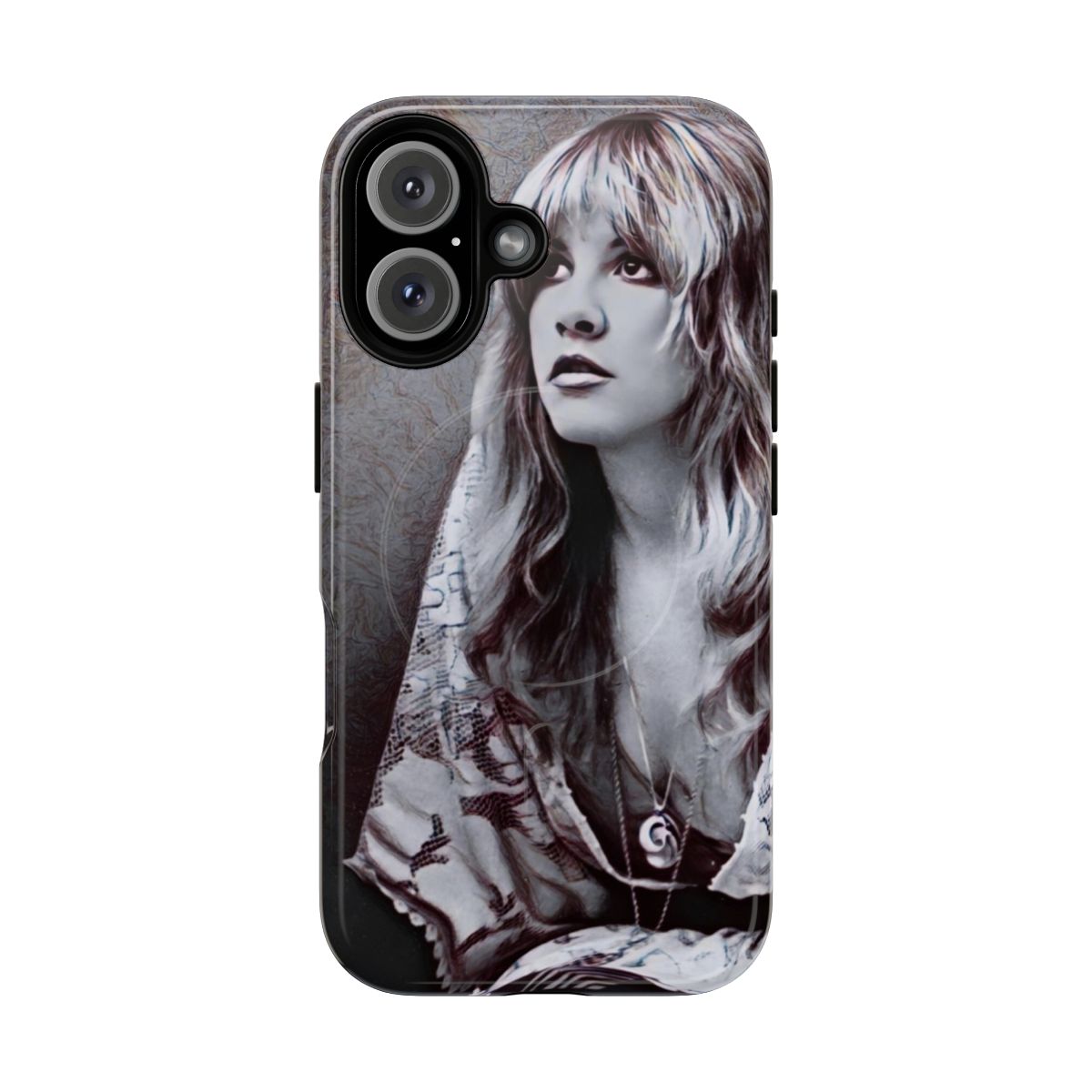 Stevie Nicks-inspired phone case with colorful graphic design