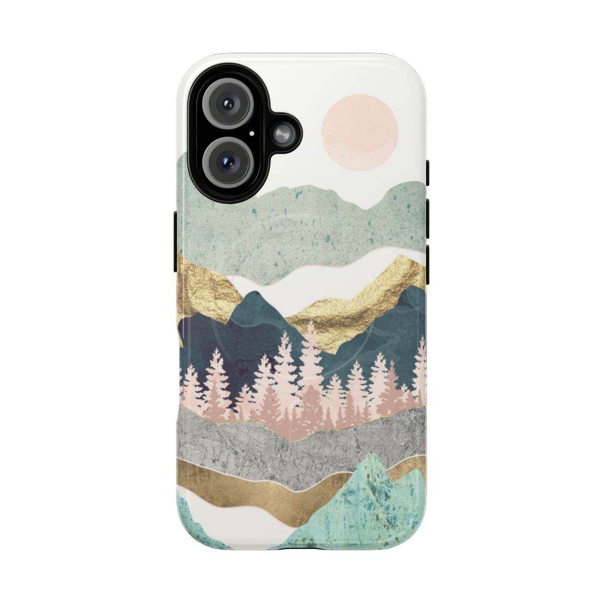 Colorful and modern phone case featuring a scenic summer vista landscape design