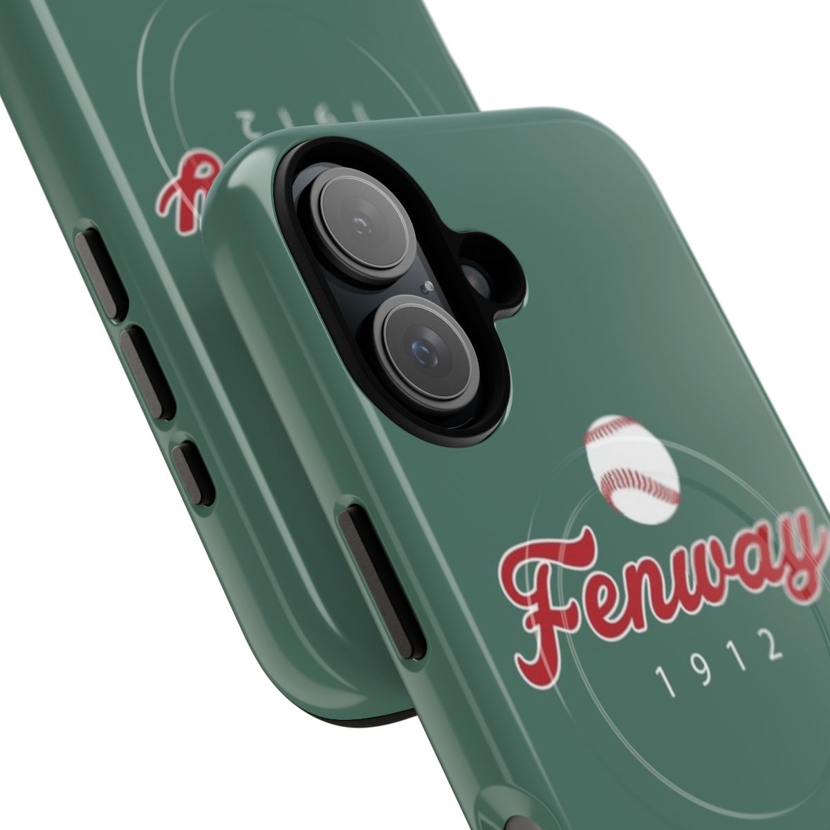 Minimalist Fenway Park inspired phone case with artistic baseball design - Detail