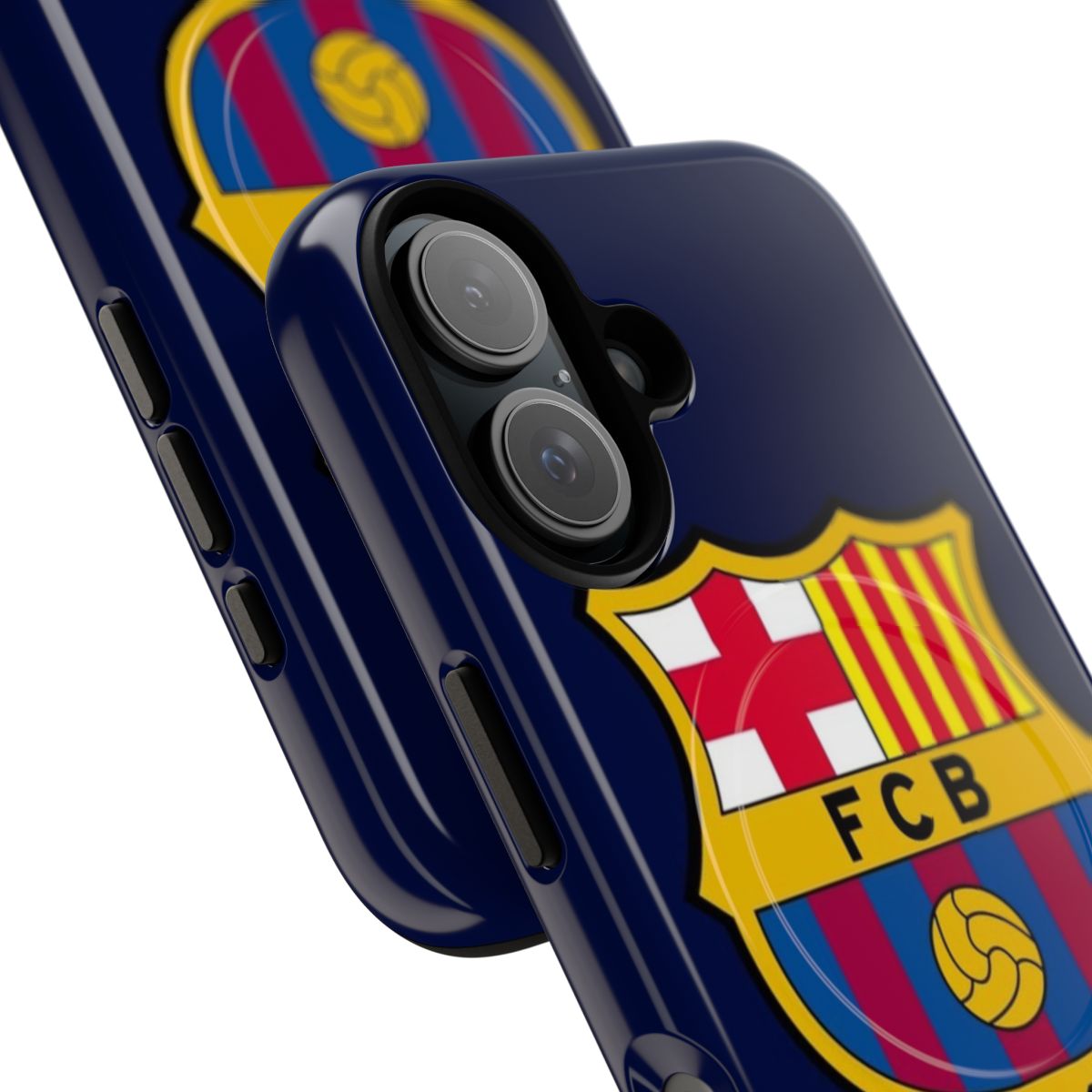 Barcelona-inspired magnetic phone case with football/soccer club crest and colors - Detail