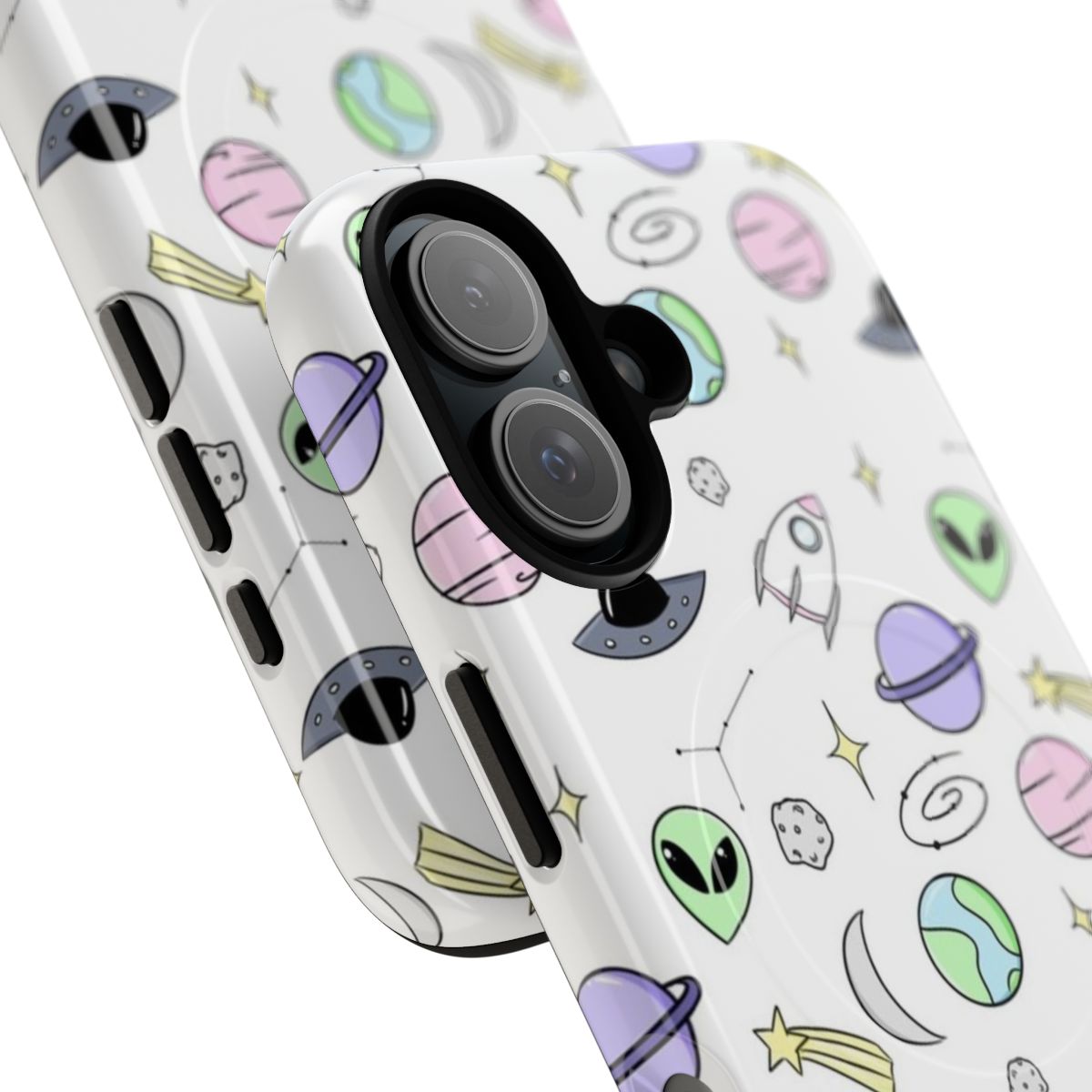 Cosmic pastel space aesthetic phone case with planets, stars, and galaxy design - Detail