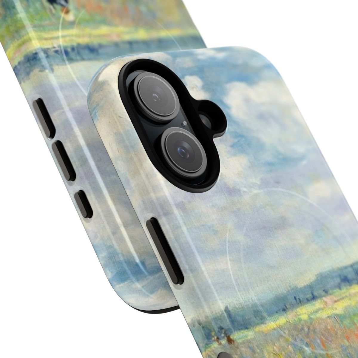 Colorful phone case featuring a painting of a field of poppies by the Impressionist artist Claude Monet. - Detail