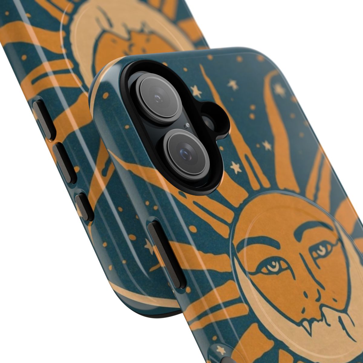 Vintage-inspired phone case with moon and sun design - Detail