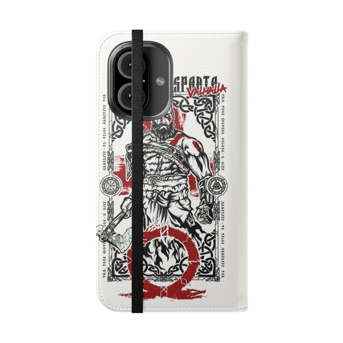 Valhalla-Inspired Gaming Phone Case with God of War Themes - Folded Front