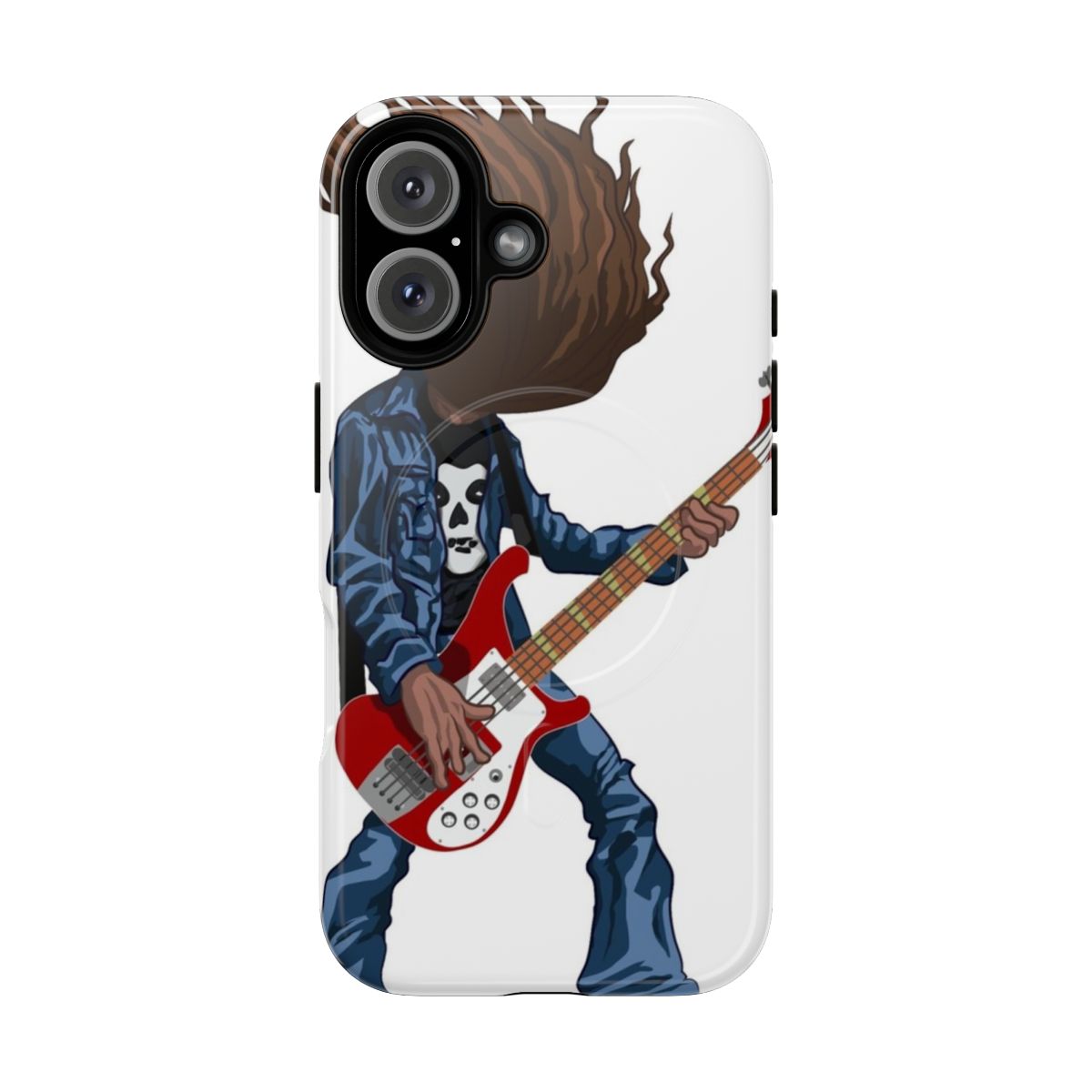 Magnetic phone case with Cliff Burton-inspired design for heavy metal and thrash music fans