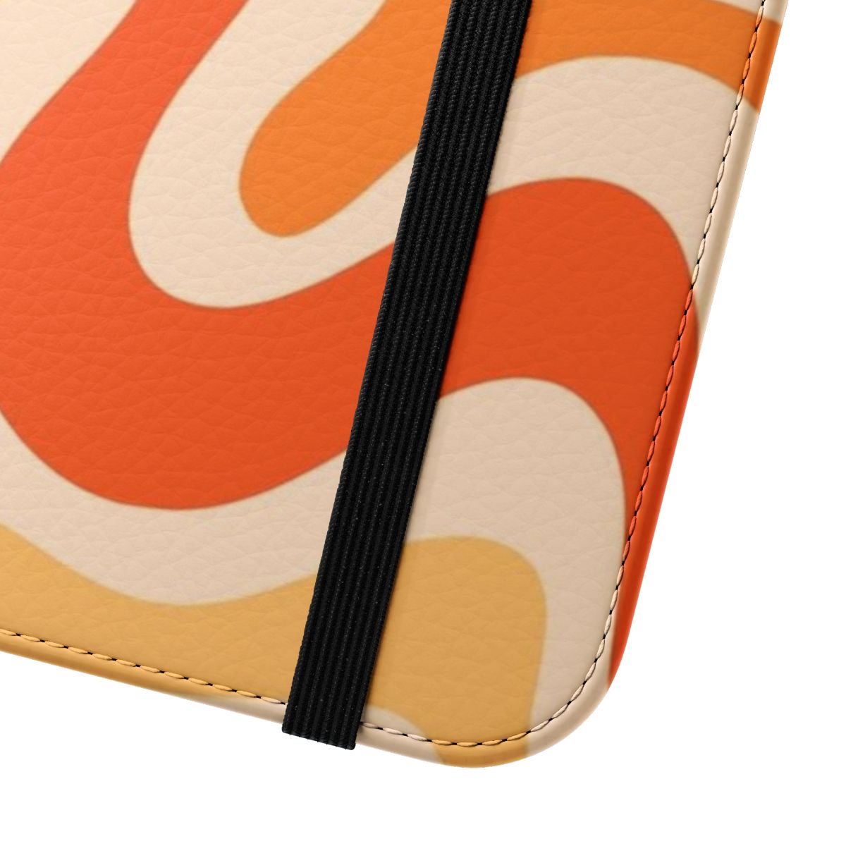 Retro abstract pattern phone case in vibrant orange and pink swirl design - Close Up