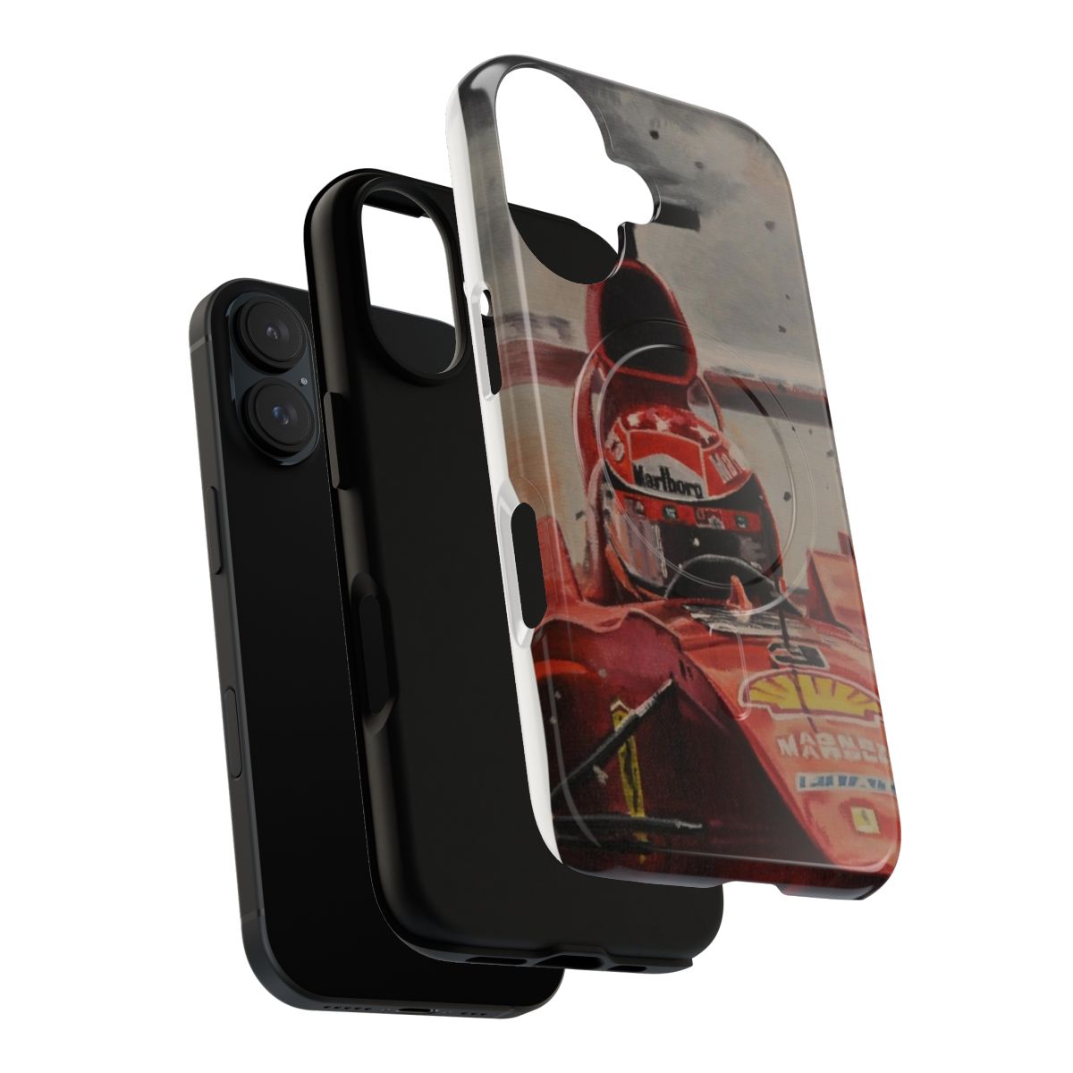 Magnetic tough phone case inspired by Michael Schumacher's Ferrari Formula 1 racing career - Layers