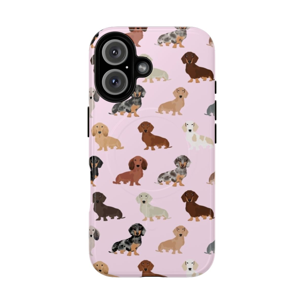 Dachshund dog breed phone case with a colorful pet portrait pattern design