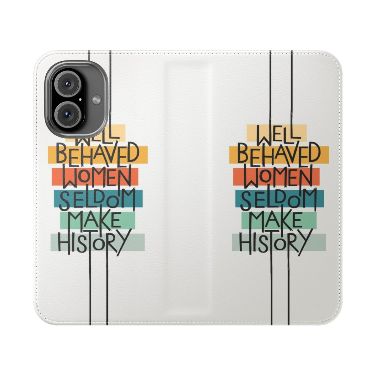 Colorful flip cover phone case with a motivational quote for women