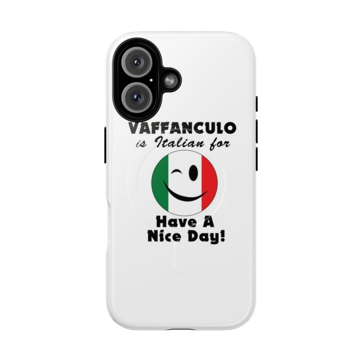 Magnetic tough phone case with humorous Italian-inspired design