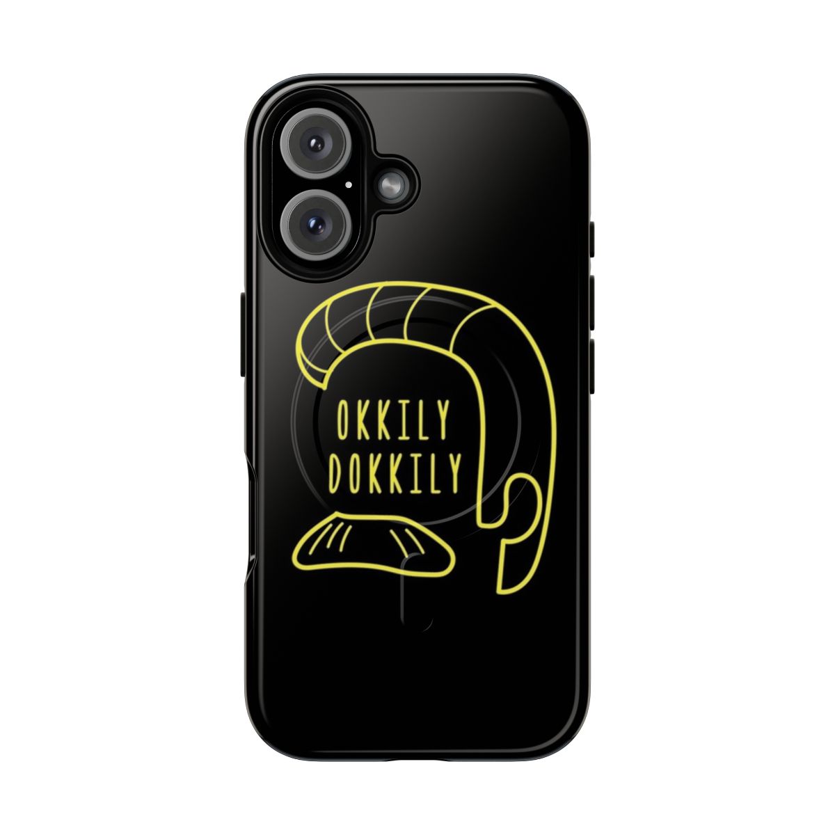 Magnetic phone case featuring a Ned Flanders-inspired "Okilly Dokilly" design from The Simpsons.