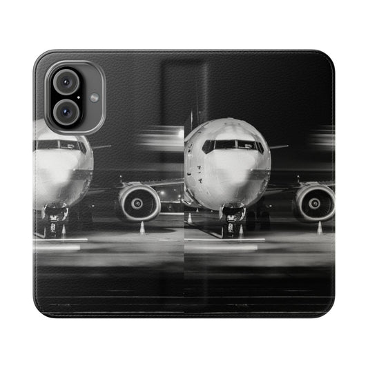 Airplane close-up design on a sleek flip cover phone case