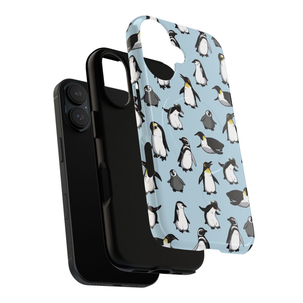 Cute penguin pattern design on a durable magnetic phone case - Layers