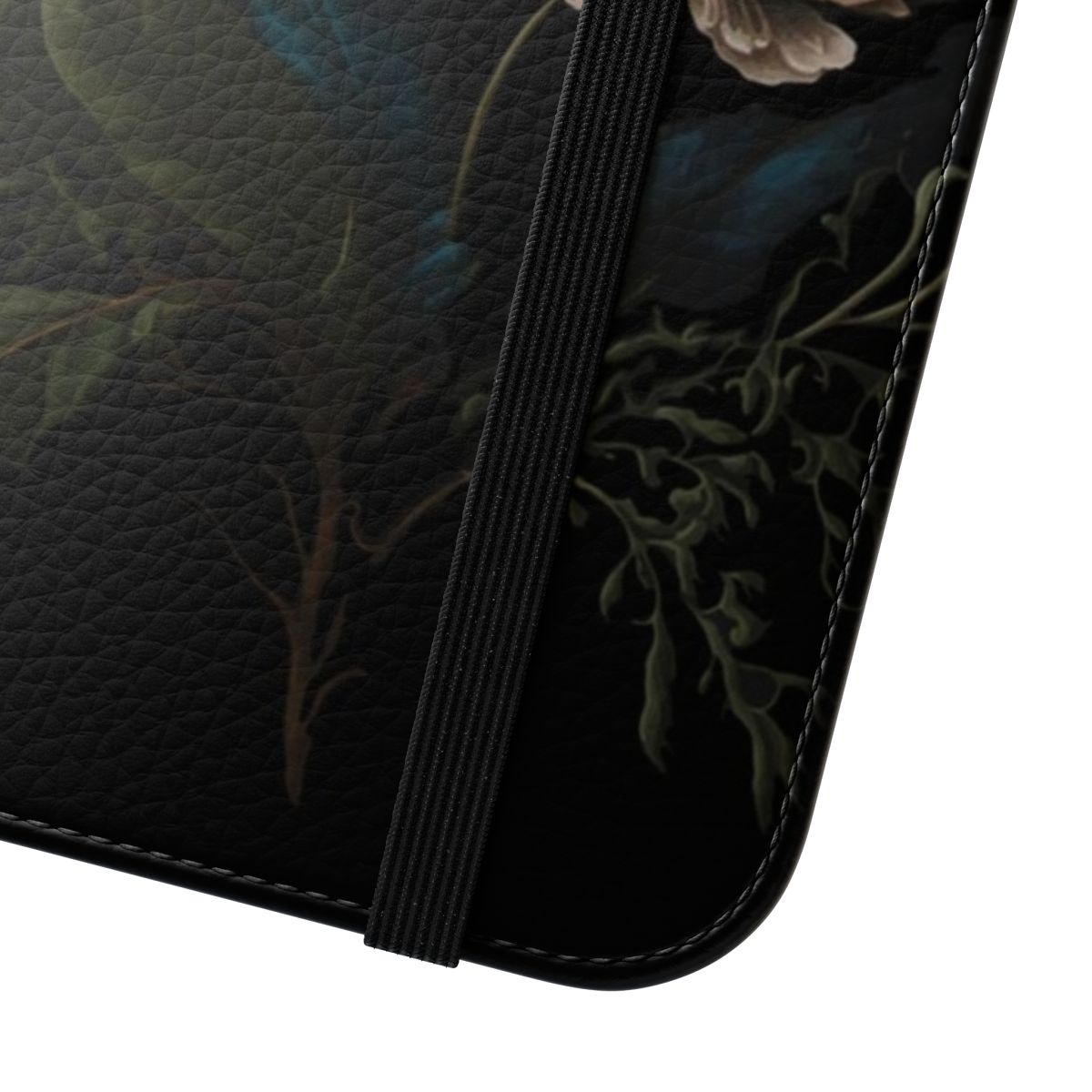 Dark academia style phone case with a peony bouquet and botanical floral pattern - Close Up