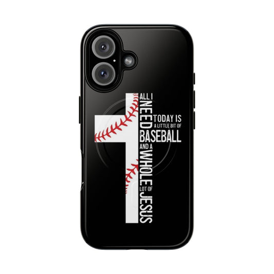 Magnetic tough phone case with baseball and Christian design