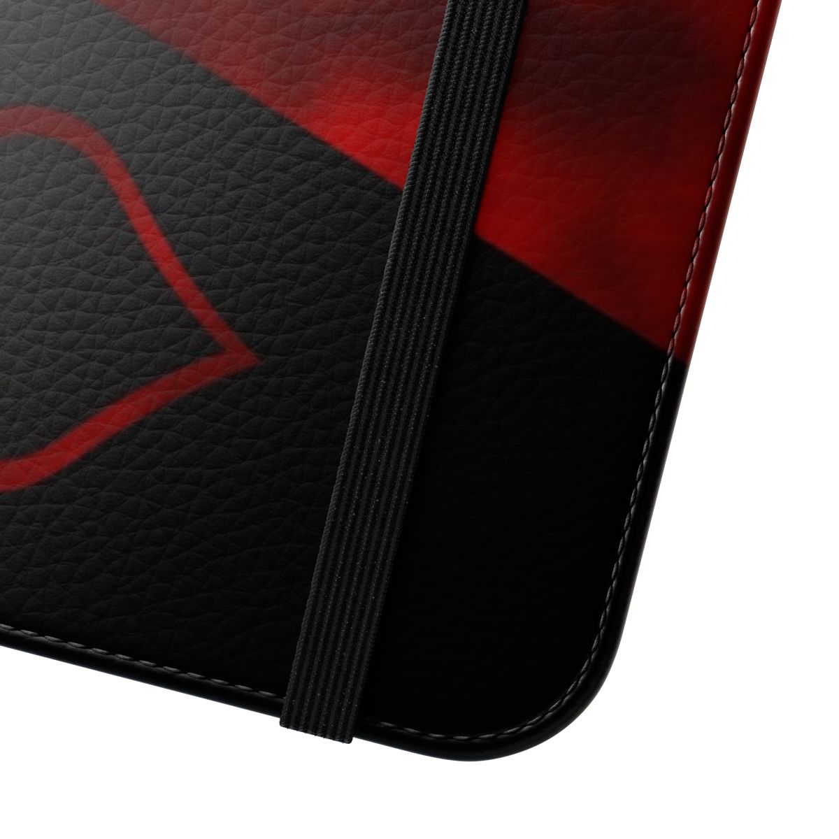 Destiny-inspired flip cover phone case with spade and red/black color scheme - Close Up