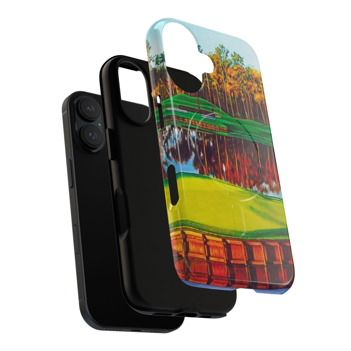 Phone case with a vibrant image of the 17th hole at the TPC Sawgrass golf course - Layers