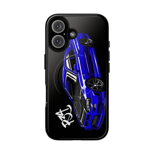 Blue magnetic phone case featuring the iconic Nissan Skyline GT-R R34 design