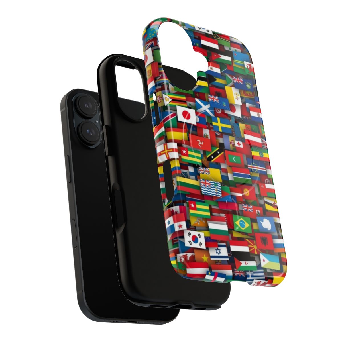 Magnetic tough phone case featuring flags of all the countries in the world - Layers