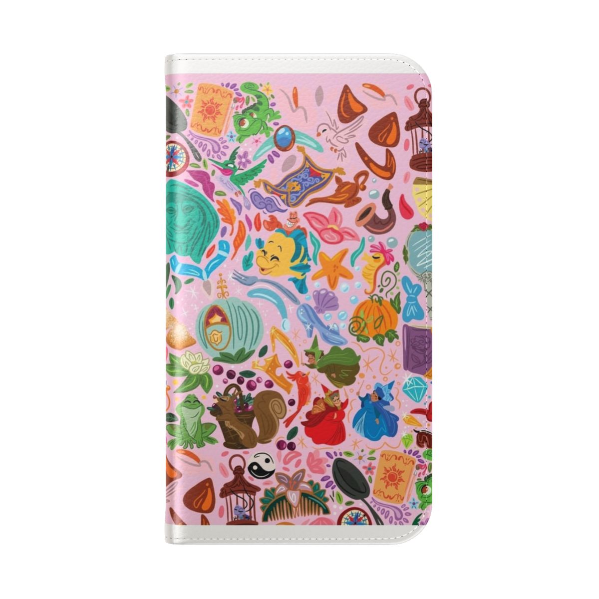 Magical princess-themed flip cover phone case with enchanting design - Folded Back