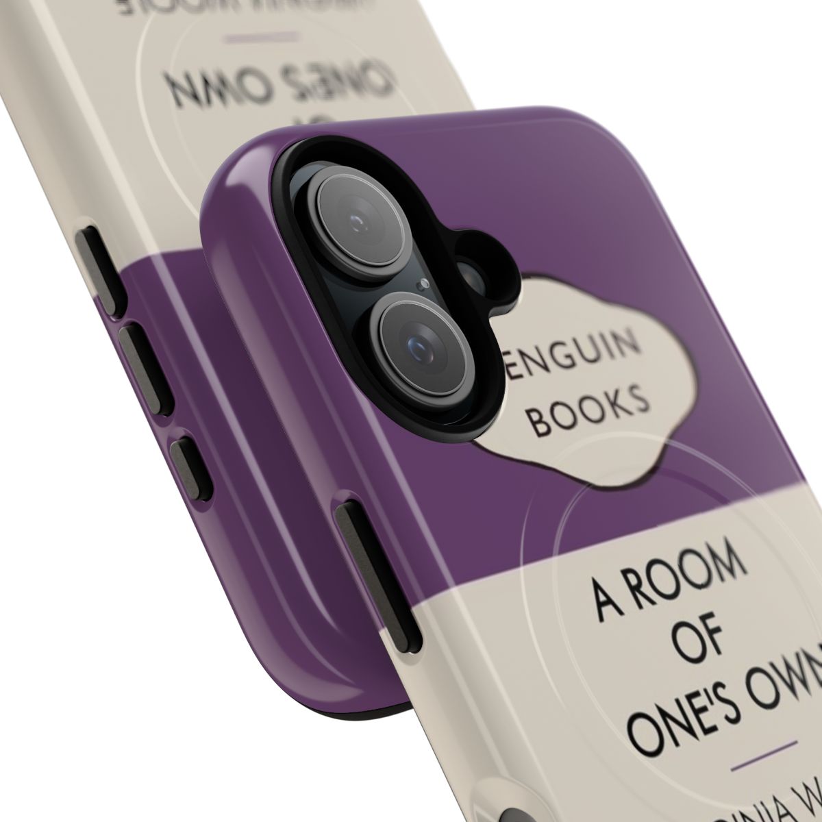 Magnetic tough phone case featuring a Virginia Woolf Penguin Classics book cover design - Detail