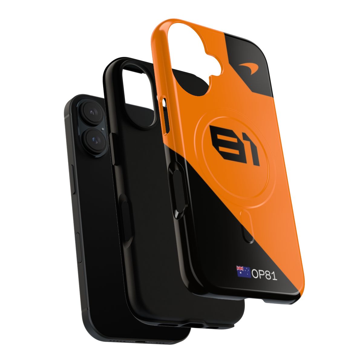 Magnetic tough phone case inspired by the 2024 McLaren Formula One car - Layers