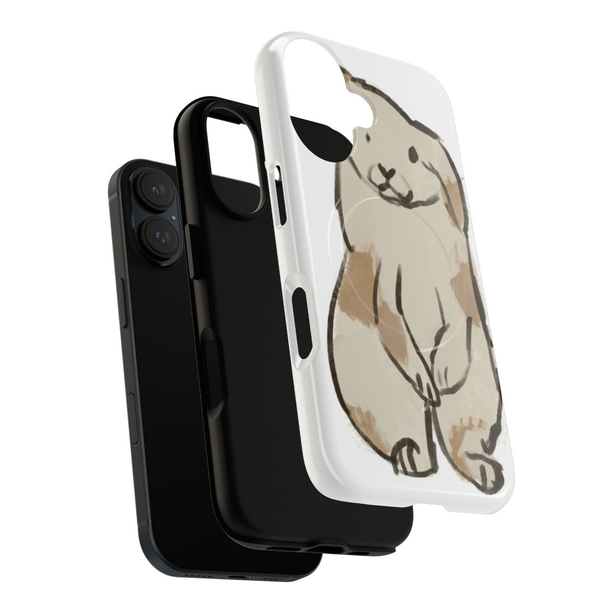 Cute spotted rabbit phone case with rabbits on its hind paws - Layers