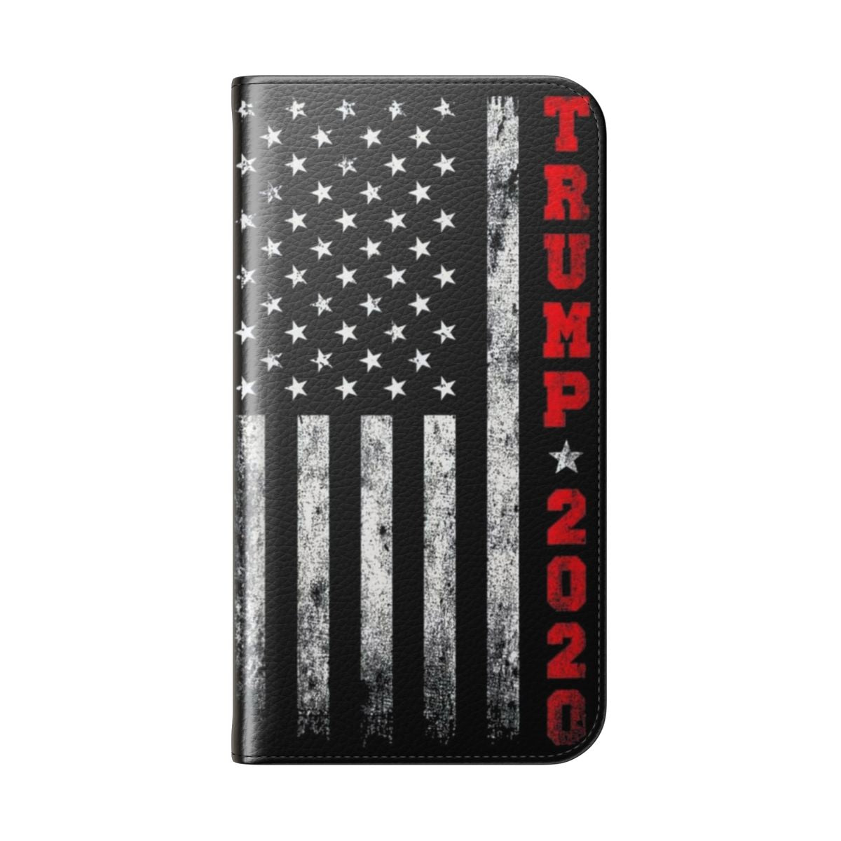 Vintage-style phone case with Trump 2020 and American flag design - Folded Back