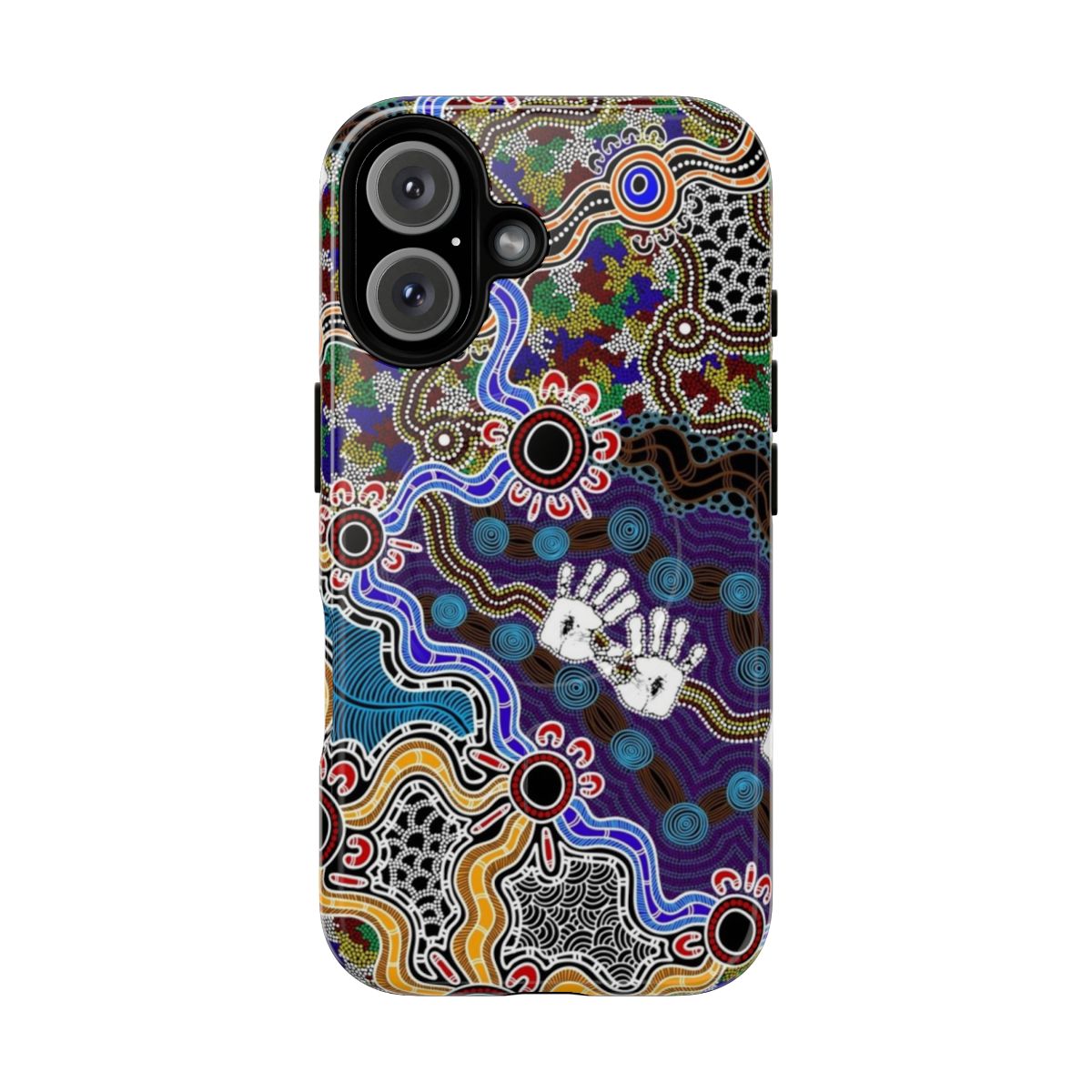 Magnetic Tough Phone Case featuring Authentic Aboriginal-Inspired Artwork with Kangaroos and Nature Motifs