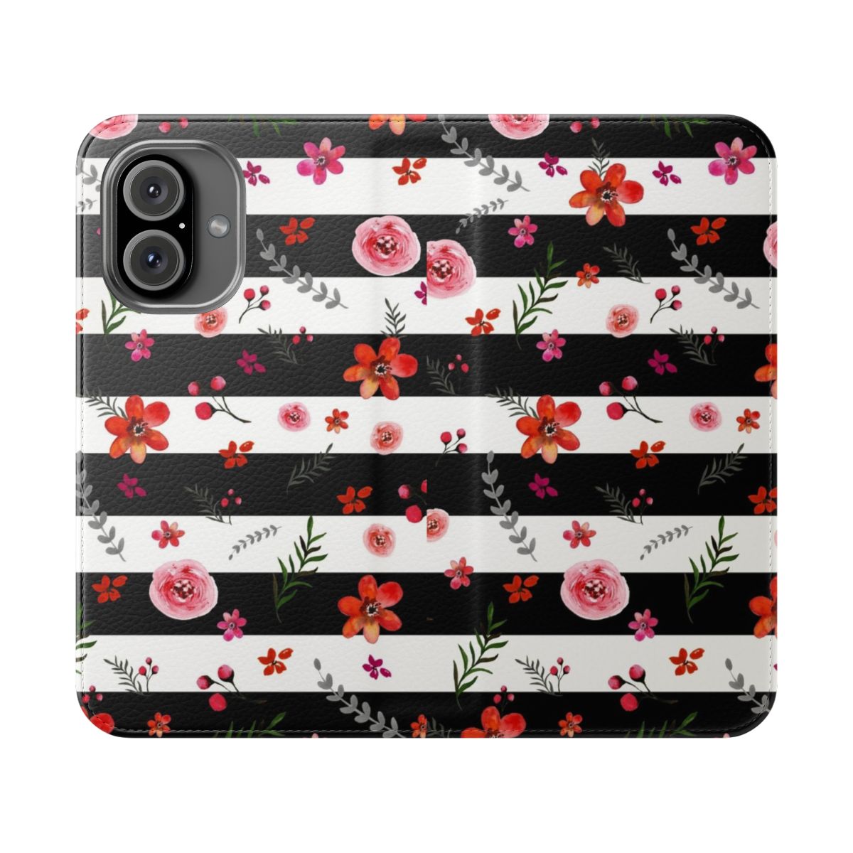 Watercolor floral phone case cover with vibrant flowers and leaves