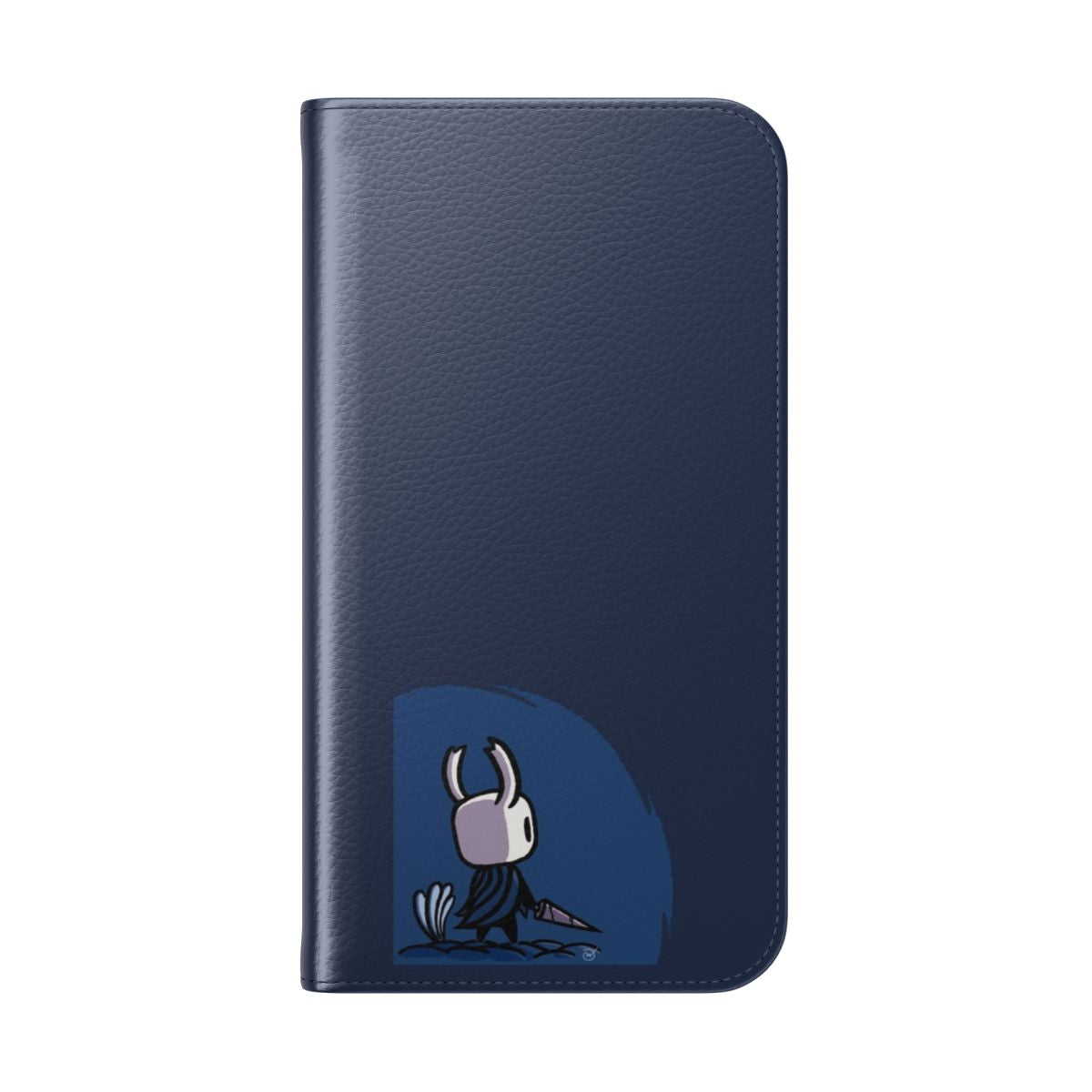 Hollow Knight inspired dark fantasy phone case featuring the Ghost of Hallownest character - Folded Back