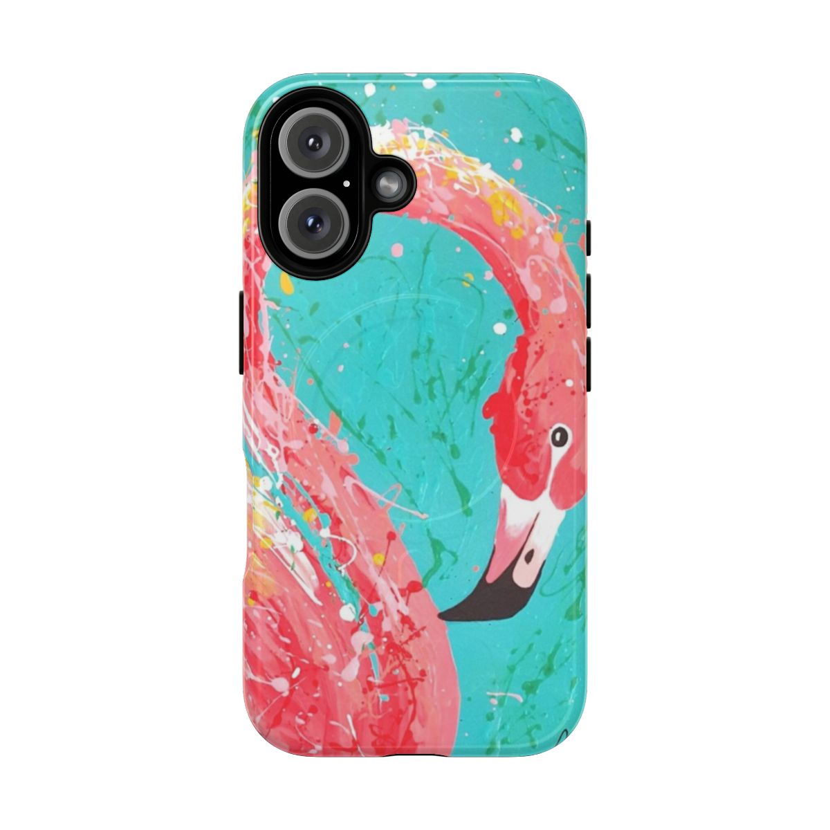 Flamingo-patterned phone case with a tough and magnetic design