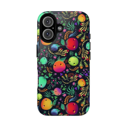 Magnetic tough phone case with Stardew Valley inspired design featuring cute sprites, junimos, and nature elements.