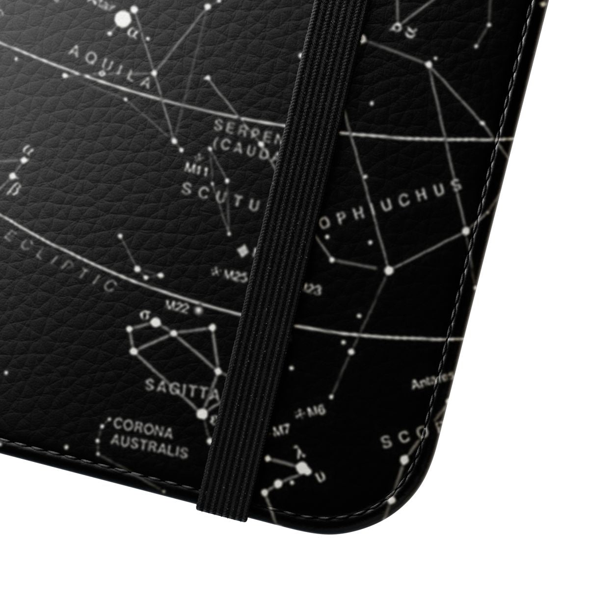 Cosmic constellation design phone case featuring a night sky with stars and planets - Close Up