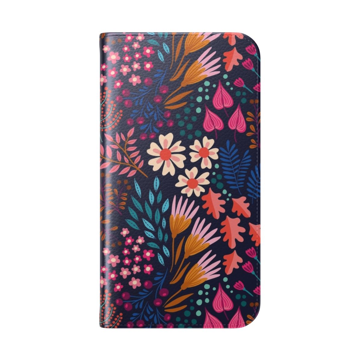 Flower field floral phone case with black background - Folded Back