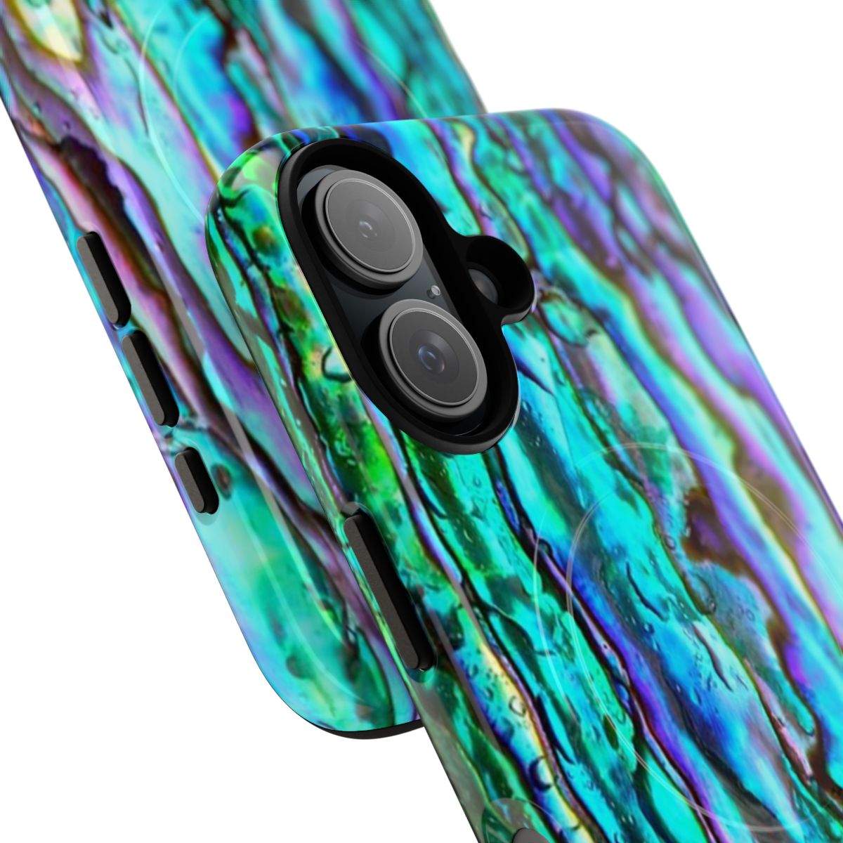 Abalone shell phone case with magnetic closure and tough protection - Detail