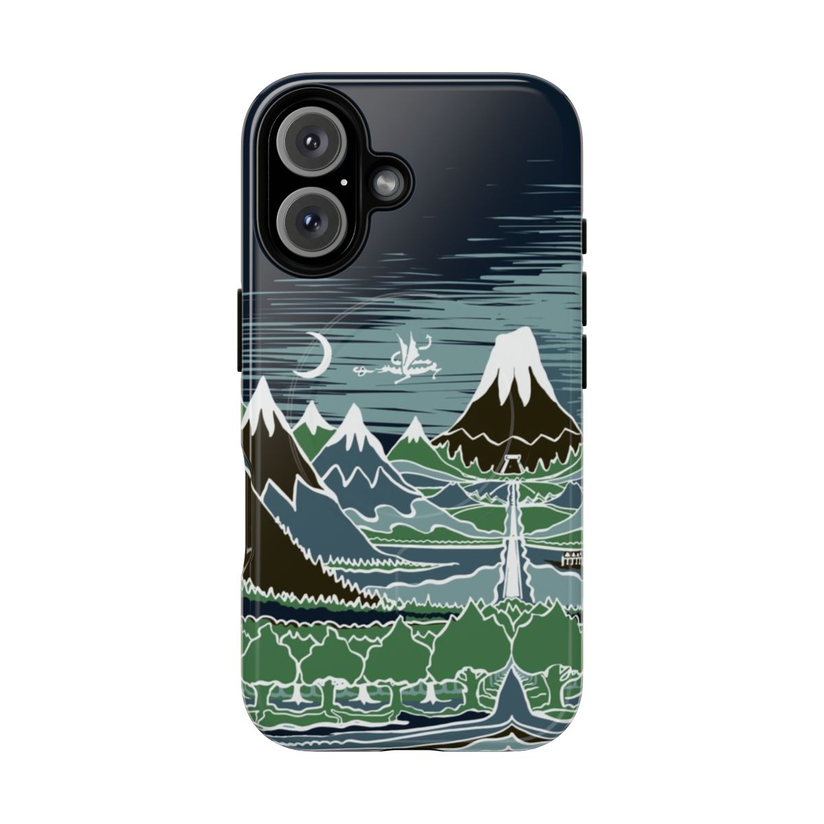 Magnetic Tough Phone Case featuring a fantasy art design inspired by the writings of J.R.R. Tolkien