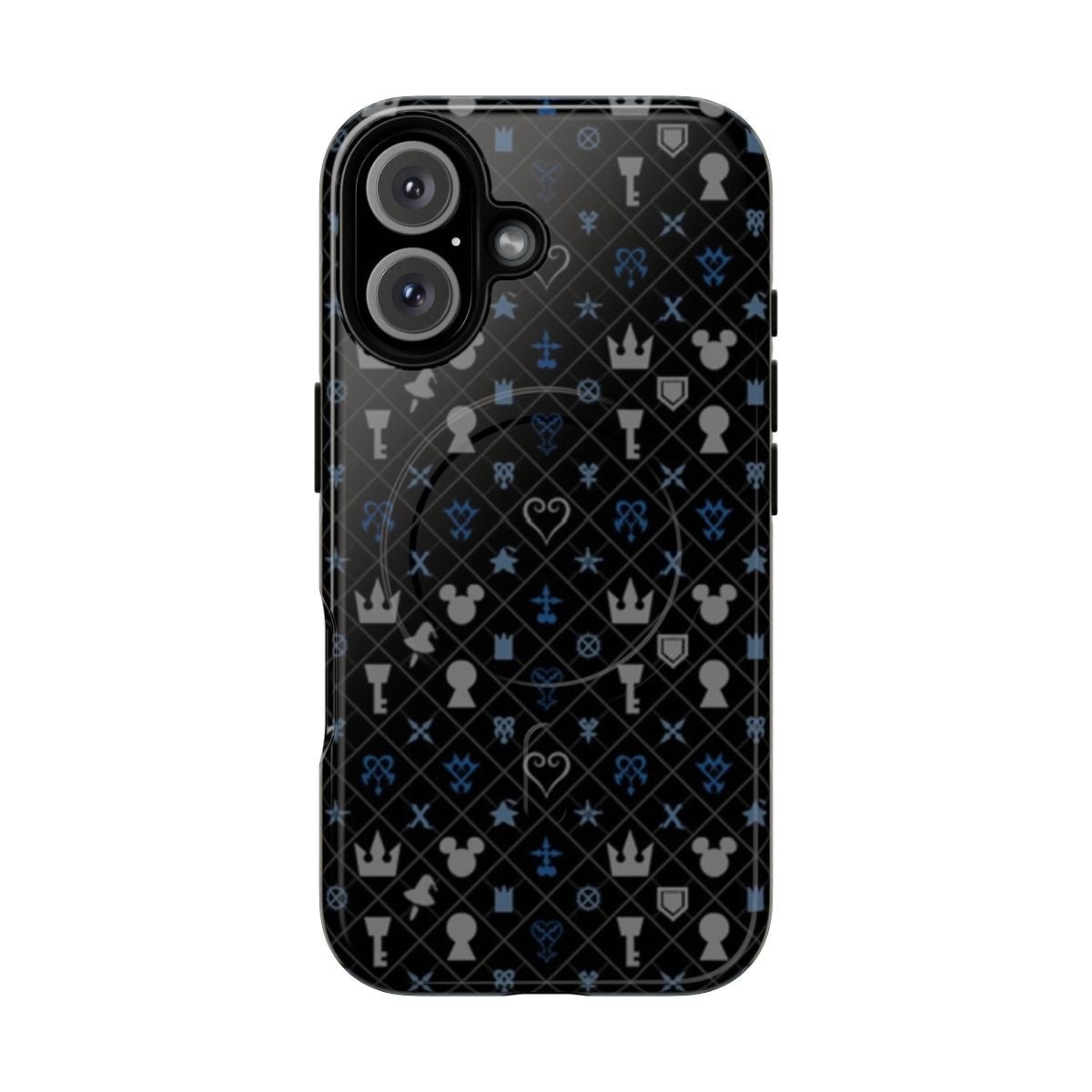 Vibrant phone case featuring a pattern inspired by the popular video game series Kingdom Hearts