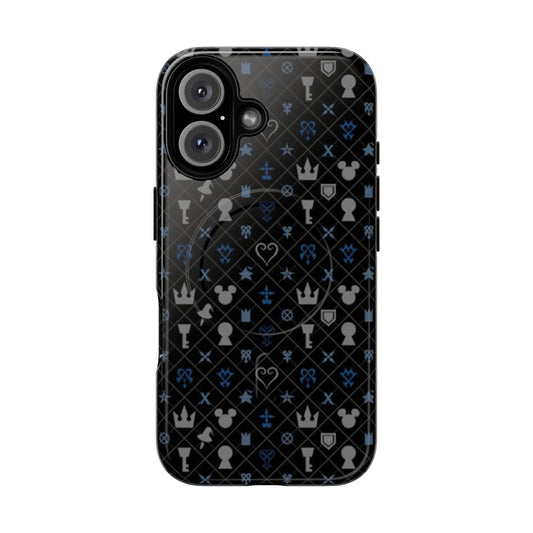 Vibrant phone case featuring a pattern inspired by the popular video game series Kingdom Hearts