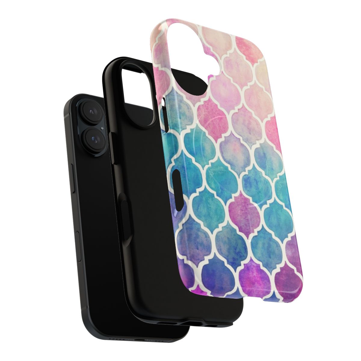 Pastel watercolor Moroccan pattern design on a tough magnetic phone case - Layers